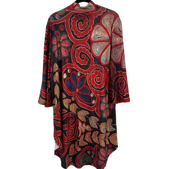 Mock Turtleneck Tunic Top High Low Fall Colors Geometric Print XL NEW - Picture 2 of 3